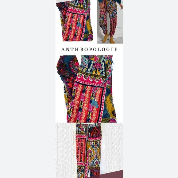Anthropologie Pants - XS, fits like M Anthropologie Velvet Joggers Pants Victorian Patchwork Boho